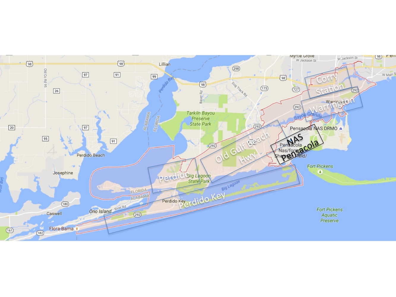 Areas of West Pensacola